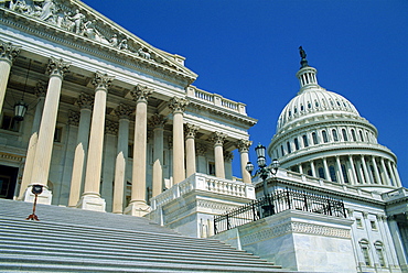 Colonnades and dome of the Capitol in Washington D.C., United States of America, North America