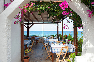 Greek Restaurant in Ialyssos, Rhodes, Dodecanese, Greek Islands, Greece, Europe