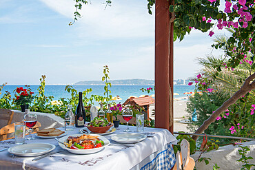 Greek Restaurant in Ialyssos, Rhodes, Dodecanese, Greek Islands, Greece, Europe