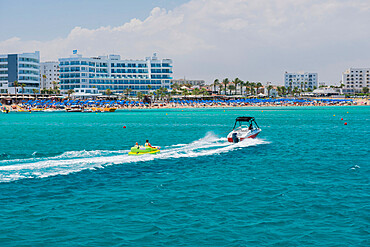 People enjoying watersports on Protaras Beach, Cyprus, Mediterranean, Europe