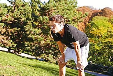 Man resting after exercising.