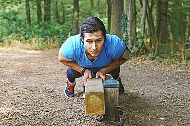 Man doing fitness trail.