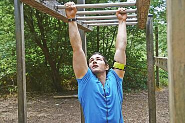 Man doing fitness trail.