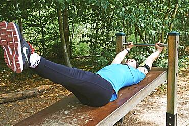 Man doing fitness trail.