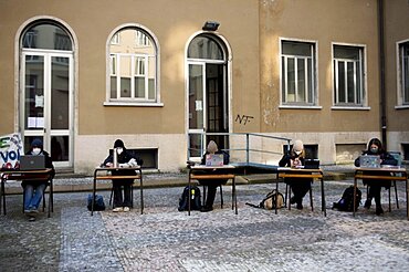 Milan, Liceo Parini  students demonstrating against Remote Learning (DAD).