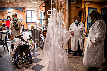 Rome, Santa Claus arriving at the Pediatric Rehabilitation and Developmental Disabilities Department of the IRCCS San Raffaele Hospital in Rome