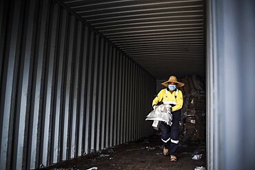 Plastic recycling center, New Territories, Hong Kong, China