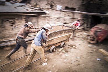 Miners working at Potosi silver mines, Department of Potosi, Bolivia, South America