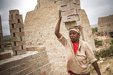 Brick workers near Ranomafana, Haute Matsiatra Region, Madagascar