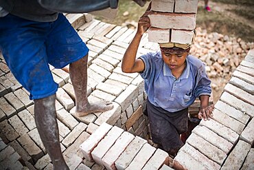 Brick workers near Ranomafana, Haute Matsiatra Region, Madagascar