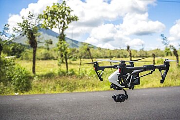 Flying a drone at Arenal Volcano, Alajuela Province, Costa Rica, Central America