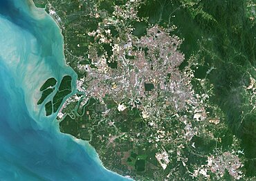 Color satellite image of Kuala Lumpur, capital city of Malaysia. Image collected on February 03, 2017 by Sentinel-2 satellites.