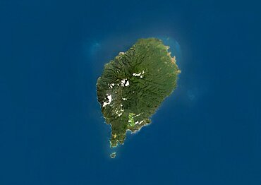 Satellite view of Sao Tome. This image was compiled from data acquired by Landsat satellites.