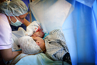 Reportage on a cesarean under hypnosis, in the maternity ward of Saint-Gregoire hospital in Rennes, France