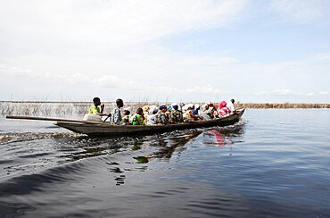 Boat. Ganvie lake village on Nokoue Lake.