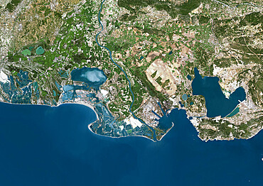 Rhone Delta, France, True Colour Satellite Image. True colour satellite image of the Rhone Delta in southern France