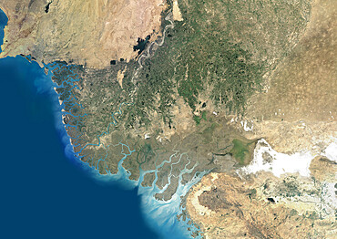 Indus Delta, Pakistan, True Colour Satellite Image. True colour satellite image of the Indus Delta in Pakistan