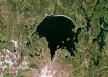 Wanapitei Lake Meteor Impact Crater, Manitoba, Canada, True Colour Satellite Image