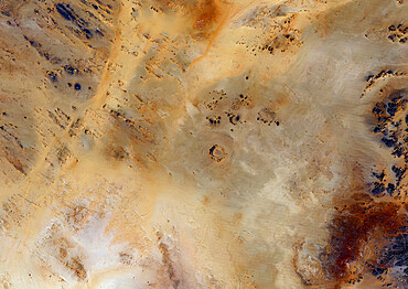 Meteor Impact Crater, Libya, True Colour Satellite Image. True colour satellite image of an impact structure North of Koufra Oasis in the Libyan desert