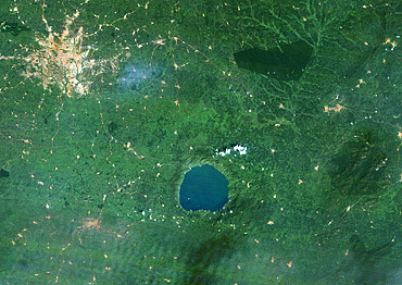 Bosumtwi Meteor Impact Crater, Ghana, True Colour Satellite Image