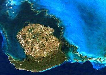 Isla De La Juventud, Cuba, True Colour Satellite Image. Satellite image of the Isla de la Juventud, in the Canarreos archipelago, close to the Island of Cuba. Image taken on 31 January 1987 using LANDSAT data.