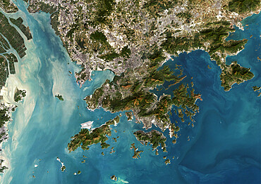 Hong Kong, China, True Colour Satellite Image. Hong Kong, People's Republic of China. True colour satellite image of the city of Hong Kong