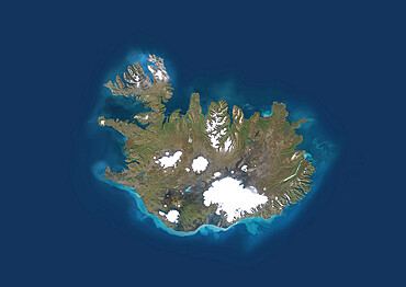 Iceland, True Colour Satellite Image. Iceland, true colour satellite image