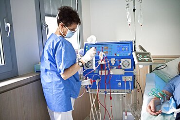 Nurse with Hemodialysis Patient