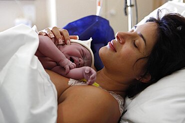 Mother and newborn in hospital