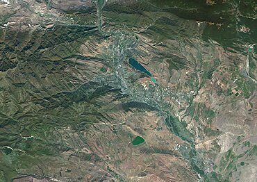 Color satellite image of Tbilisi, Capital city of Georgia. Image collected on October 29, 2018 by Sentinel-2 satellites.