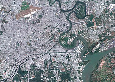 Color satellite image of Ho Chi Minh City, Vietnam. Image collected on February 22, 2020 by Sentinel-2 satellites.