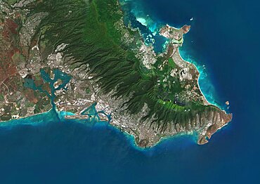 Color satellite image of Honolulu, Hawaii, United States. Image collected on May 05, 2020 by Sentinel-2 satellites.