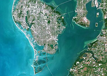 Color satellite image of St. Petersburg, Florida, United States. Image collected on May 08, 2020 by Sentinel-2 satellites.