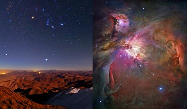 Orion Nebula, From Earth and Space