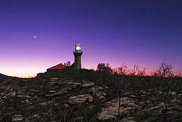 Venus, Jupiter, and Regulus, Barrenjoey Lighthouse