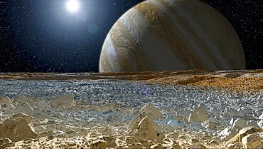 Jupiter Seen from the Surface of Europa