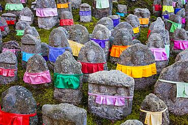 Jizo statues, in Kiyomizu-dera temple, Kyoto. Kansai, Japan.