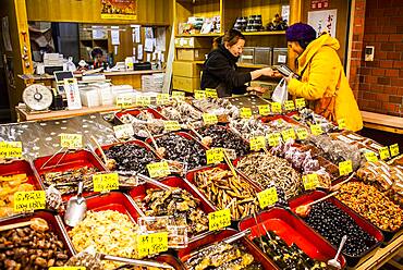 dried fish shop at Nishiki Food Market, Kyoto, Japan