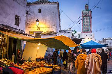 Ayuon street, in background Sidi Haj Ali Baraka Zaouia, medina, UNESCO World Heritage Site,Tetouan, Morocco