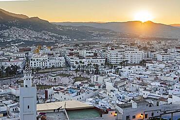 In the foreground the medina, and in background the Ville Nouvell or new city, Tetouan. Morocco