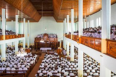 Followers of the Christian sect of Fifohazana, sunday mass, Soatanana village, Madagascar