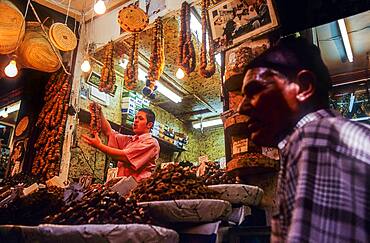 Seller of nuts, Medina, UNESCO World Heritage Site, Fez, Morocco, Africa.