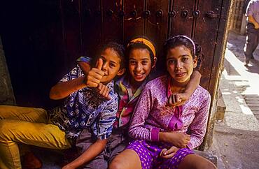 Girls, Medina, UNESCO World Heritage Site, Fez, Morocco, Africa.