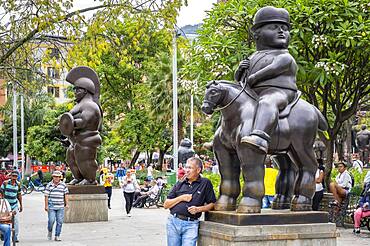 Sculptures by Fernando Botero, in Plaza Botero, Botero square, Medellín, Colombia