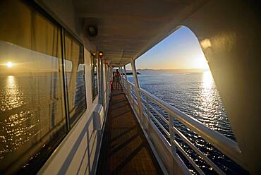 View from boat deck at sunset, Baja California Sur, Mexico