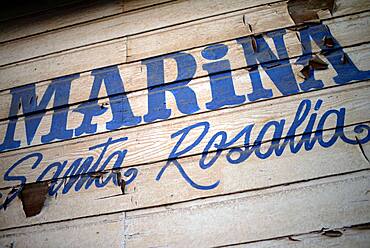 Santa Rosalia Marina wooden sign, Baja California Sur, Mexico