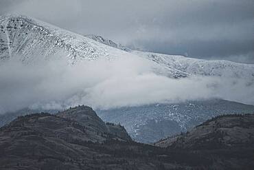 Snow falls in the mountains. Yukon Territory, Canada