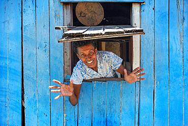 Old Woman in a house in Solevu island and Yaro island in Malolo Island Mamanucas island group Fiji