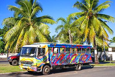 Colorfull public bus in Papeete Tahiti French polynesia