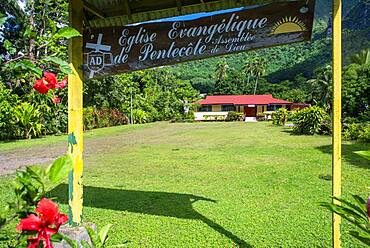 Pentecost Evangelical church in Moorea, French Polynesia, Society Islands, South Pacific.